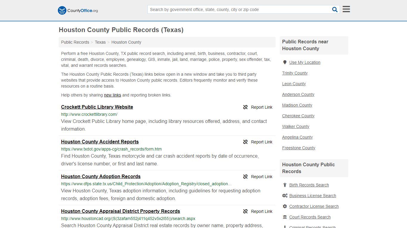 Houston County Public Records (Texas) - County Office