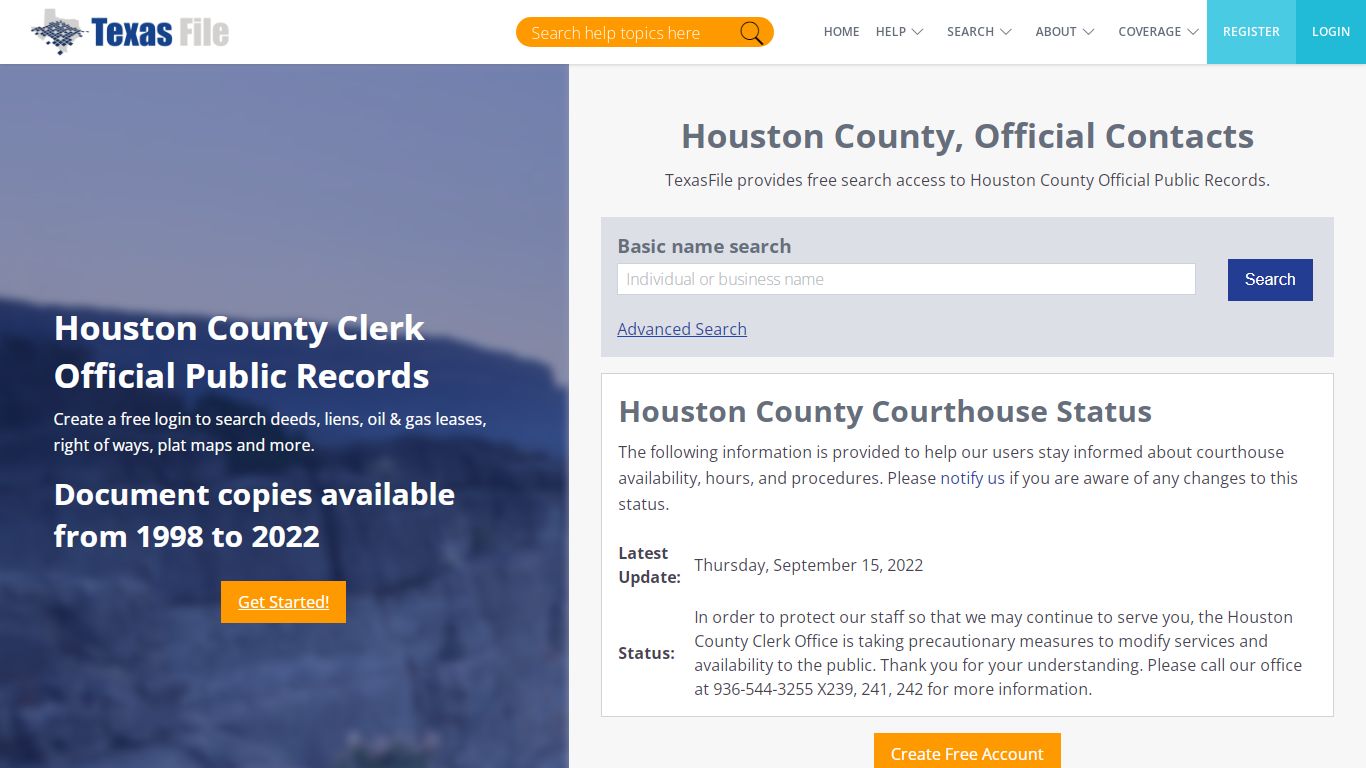 Houston County Clerk Official Public Records | TexasFile